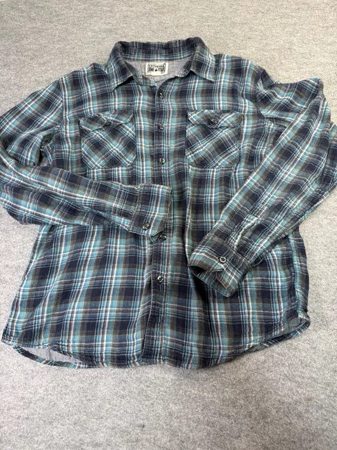 Converse One Star Plaid Flannel Shirt Size M Blue Long Sleeve