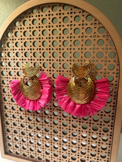 Gas Bijoux Raffia Luna Mini Wave Drop Earrings - Pink #0309