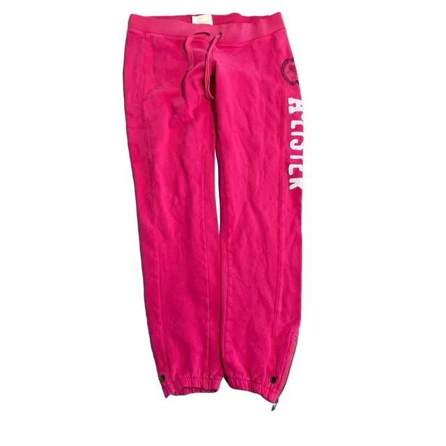 Victoria's Secret Pink Sweatpants Size S Pink Logo Zip Ankle