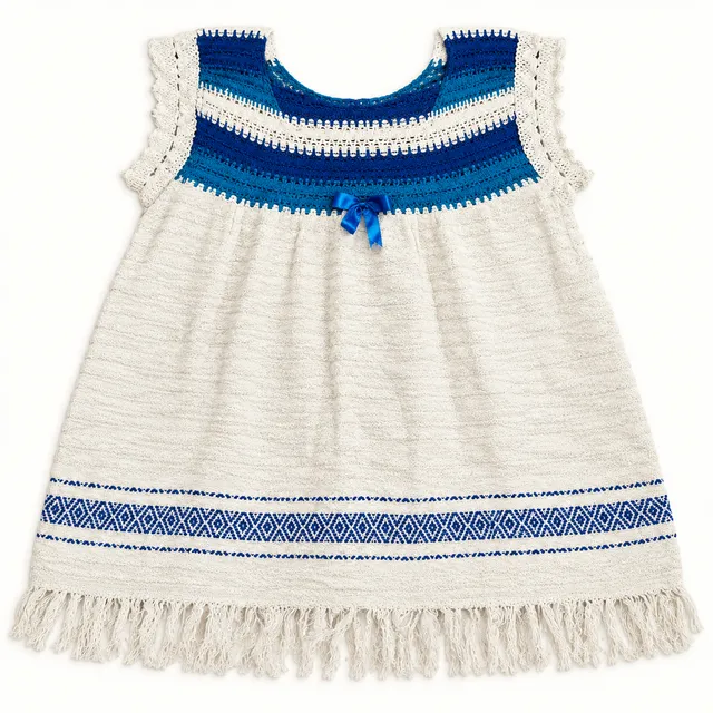 Handmade Crochet Boho Blue And White Tank Top