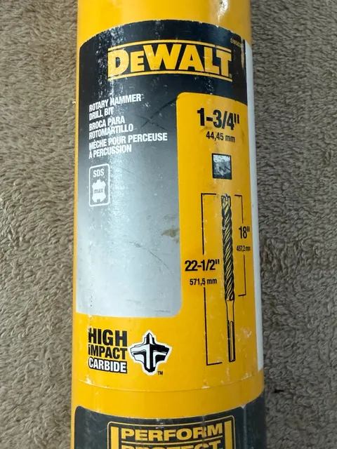 DEWALT sds Max Rotary Hammer Drill Bit 1-3/4" x 22-1/2" DW5832