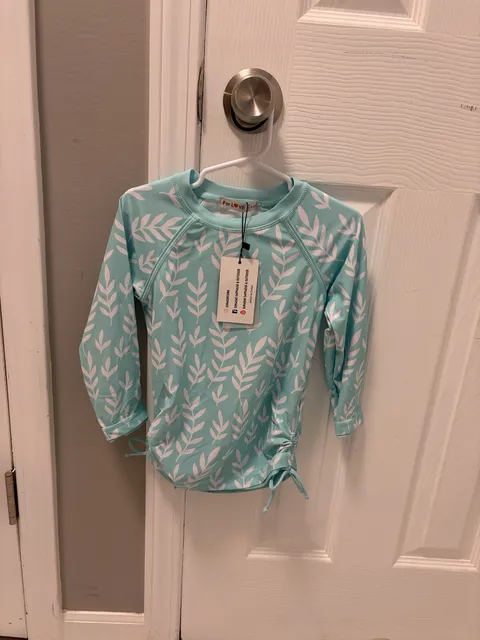 For Love child’s swim top Size 5-6T Teal Leaf