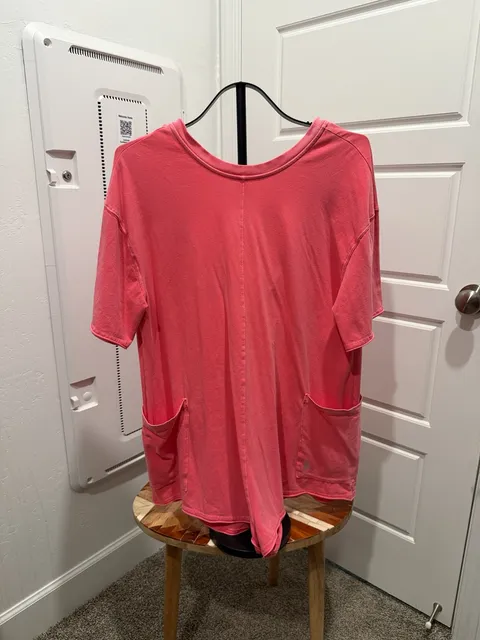 Free People Movement T-Shirt Pink Pocket Short Sleeve Top