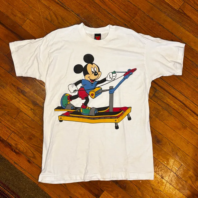 Vintage Disney Mickey Mouse Exercising on NordicTrac Single Stitch T-Shirt