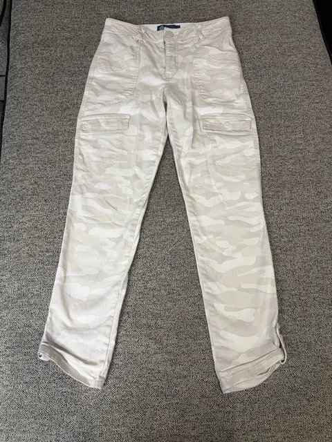 121-Democracy Ab-Solution Cargo Pants Size 4 Beige White Camo