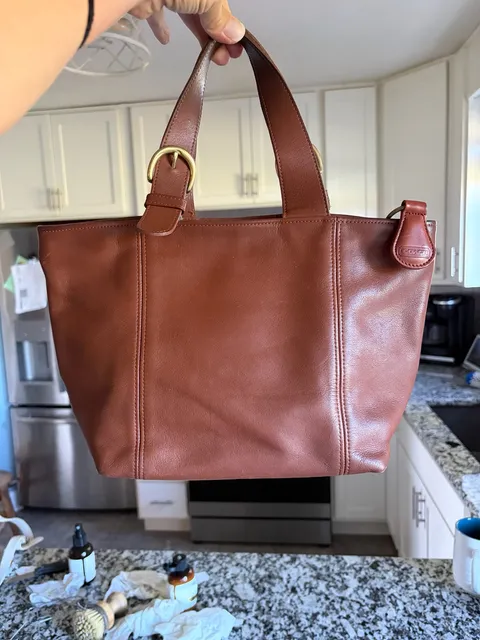 Vintage Coach Soho Waverly Bag 4133 British Tan Leather Zip Tote Handbag 90s