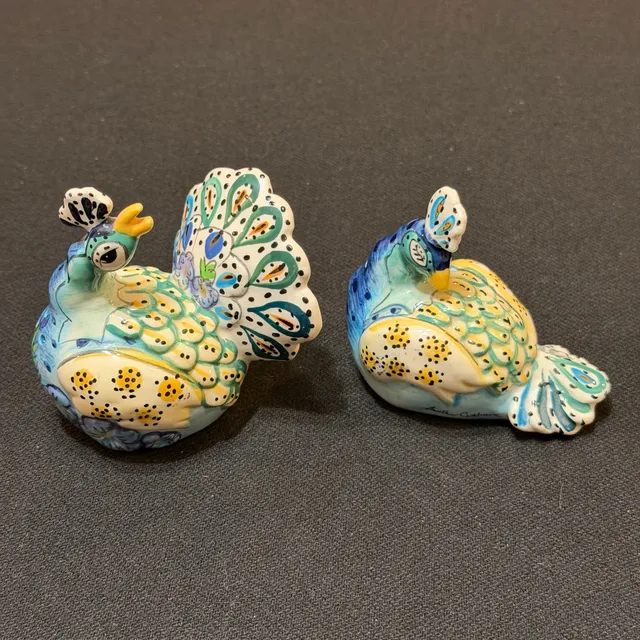 Gorgeous Peacock Salt/Pepper Shaker Set by Heather Goldminc