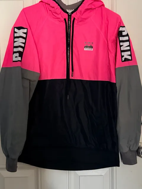Pink Victoria's Secret Anorak Jacket Size XS/S Neon Pink Black Gray