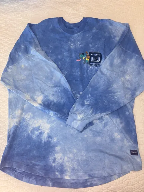 Disney Stitch Blue Tie Dye Long Sleeve Shirt Size Large L Est 1971