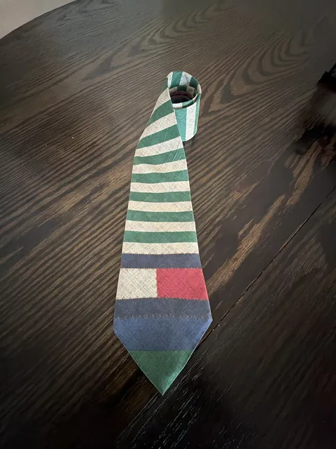 Vintage Tommy Hilfiger Striped Silk Tie Green Blue Red