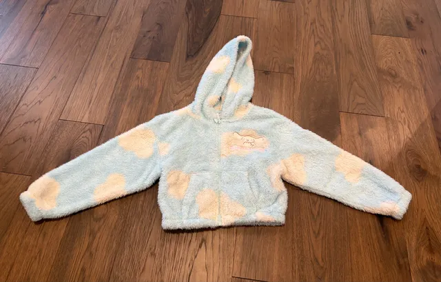 Sanrio Cinnamoroll Fleece Zip Hoodie Size S Blue White Cloud Sherpa