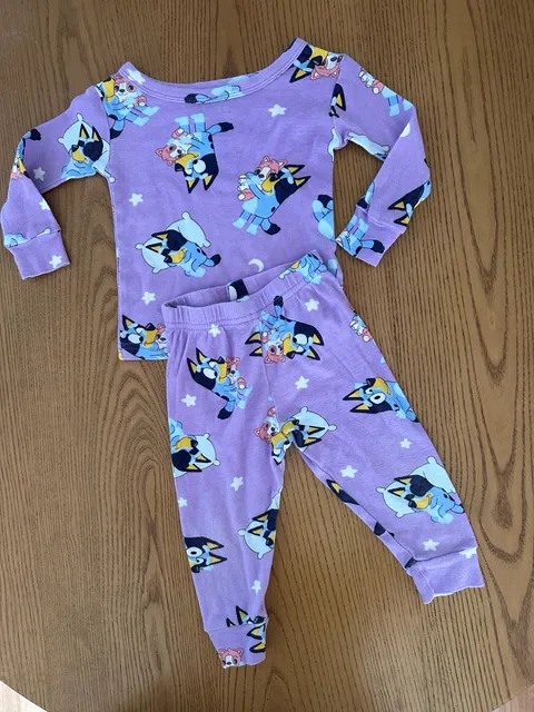 Bluey Pajama Set Size 18M Purple Cotton Character Toddler Sleepwear