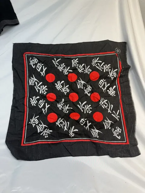 Y2K vintage Crafted With Pride In America Japanese Kanji Red Dot Black Bandana
