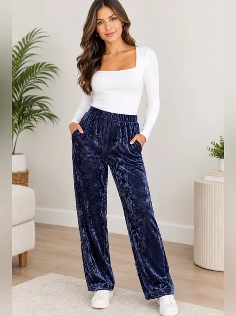 a new day women’s Navy Crushed Velvet Jogger Pants M