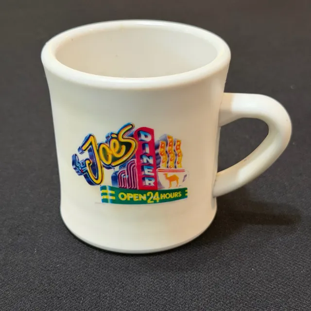 Camel Joe's Diner Open 24 Hours Vibrant Decal White Coffee Mug Cup Vintage VTG
