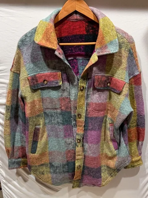 Unbranded Plaid Shacket Size S Multicolor Button Up Shirt Jacket