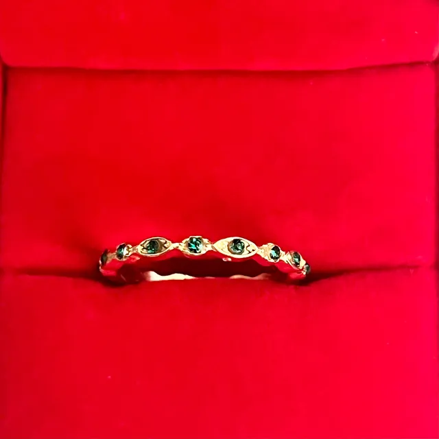 Marquise Cut Green Sapphire Eternity Band Size 8
