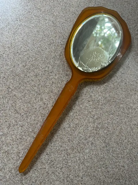 Vintage Butterscotch Celluloid Art Deco Mirror