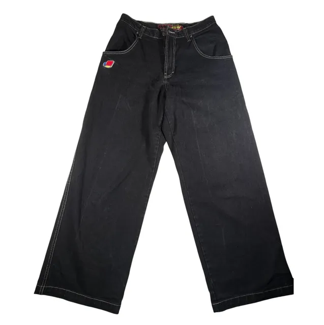Vintage 90s Jnco Pipes Jeans Size 33x34 Black Denim Wide Leg