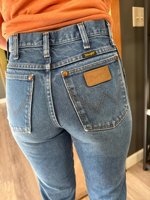 Wrangler 13MWSPI Jeans Size 28x36 Blue Denim High Rise Slim Fit