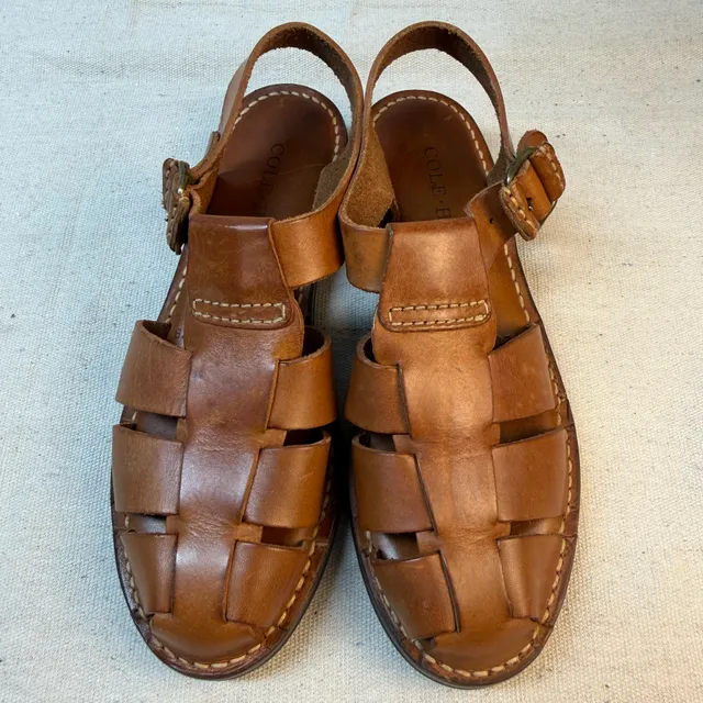 Cole Haan F2001 Fisherman Sandals Size 7B Brown Leather