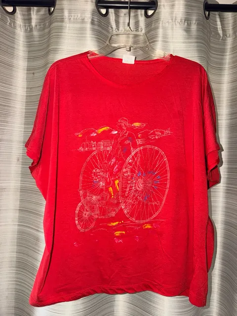 Vintage Graphic T-Shirt Red Penny Farthing Bicycle