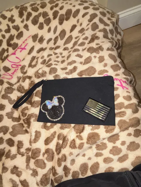 Disney Mickey Mouse Rhinestone Patch Canvas Zipper Pouch