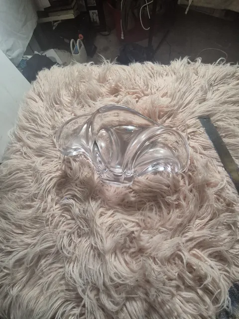 Vannes Le Chatel Crystal Bowl Swirl Art Glass