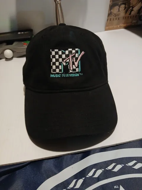 MTV Music Television Black Embroidered Dad Hat Cap