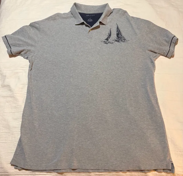 Nautica Sailboat Polo Shirt XXX Large Gray Cotton Graphic