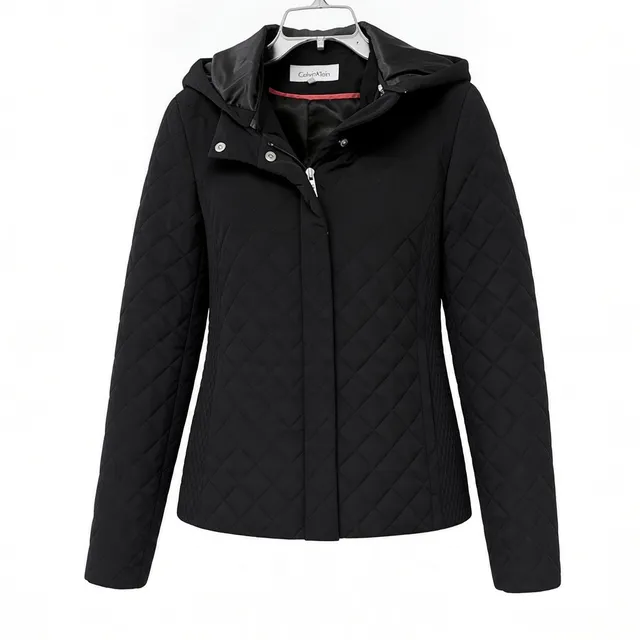 Calvin Klein Quilted Hooded Jacket Black