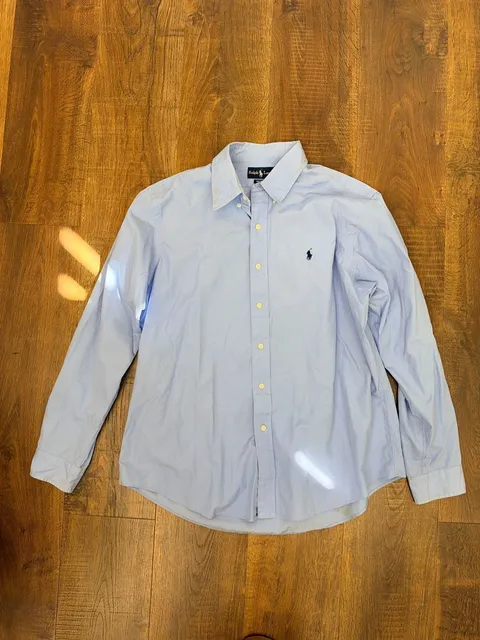 Ralph Lauren Button Down Shirt XL Light Blue Long Sleeve Custom Fit