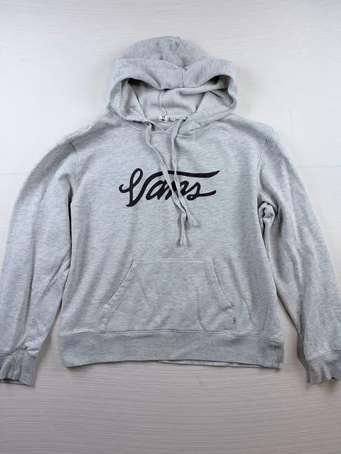 Women’s Vans Script Logo Hoodie Size XL Gray Pullover Fleece