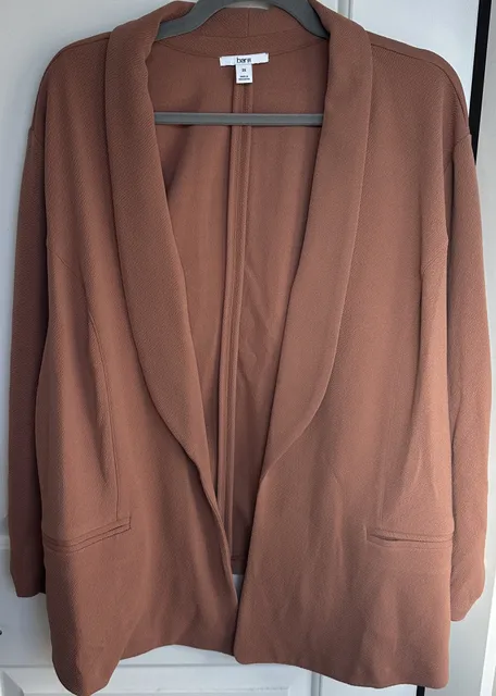 Bar III Open Front Blazer Size 3X Brown Ruched Sleeves