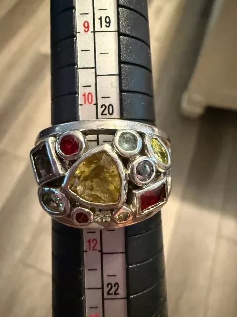 Lis A Sophia Multi-Stone Cocktail Ring Size 10.5 Silver Tone