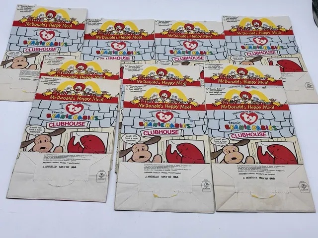 McDonald’s TY Beanie Teenie Babies 1998 Paper Happy Meal Bag Clubhouse Lot 8