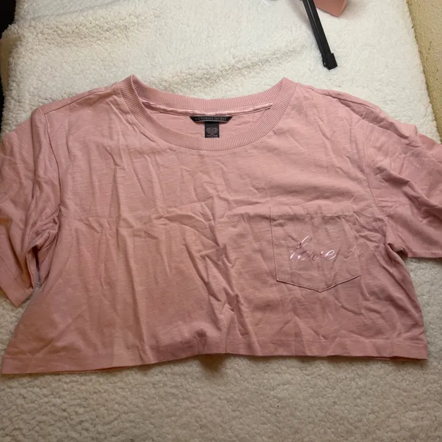 Victoria's Secret Crop Top Size L Pink Love Pocket