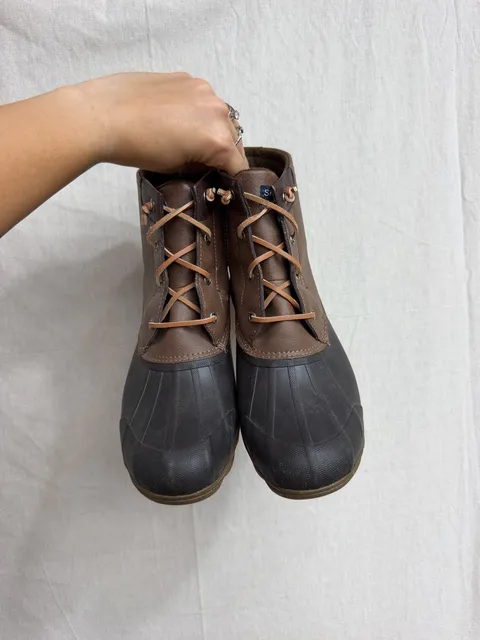 Sperry Syren Gulf Duck Boot Size 8.5 Brown Black Waterproof