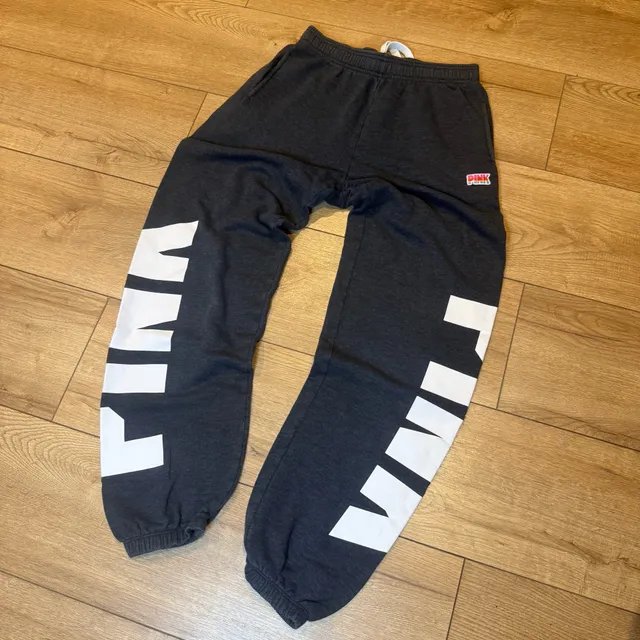 Pink Victoria's Secret Sweatpants Size XS Dark Gray White Logo