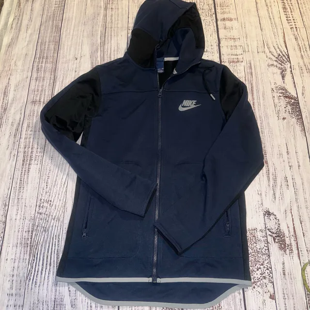 Nike Navy Black Hooded Full Zip Athletic Jacket-S