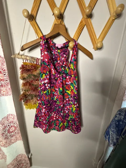 Lilly Pulitzer Devaney Racerback Tank Top Size XS Wild Confetti Floral
