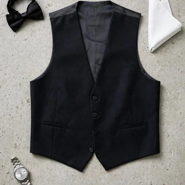 Unbranded Tuxedo Vest Black 4-Button Formalwear