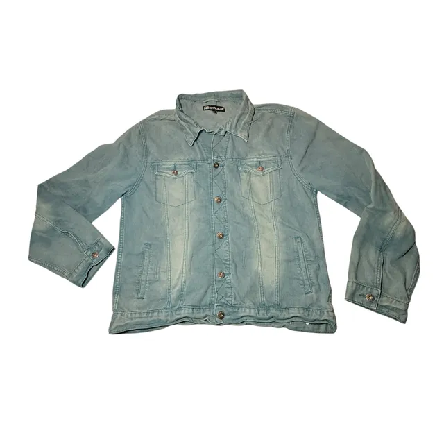 Royal Blue Denim Jacket Size XL Blue Cotton Blend Button Up