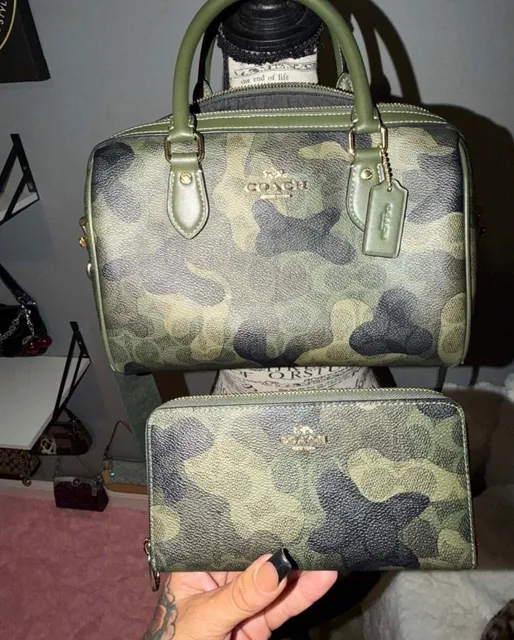 Coach Rowan Satchel And Wallet Camo Olive