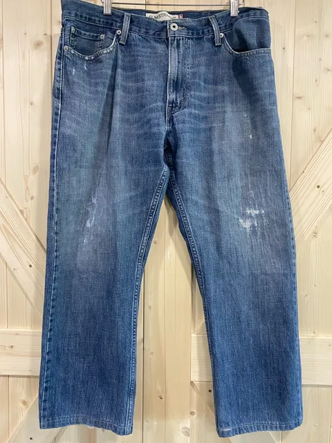 Levi's 514 Slim Straight Jeans W38 x L30 Blue Distressed Denim