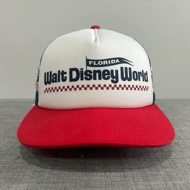 Vans Disney World Trucker Hat Red White Blue Snapback