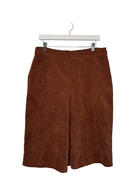 Christopher & Banks Corduroy Midi Skirt Size 8 Brown Front Pleat