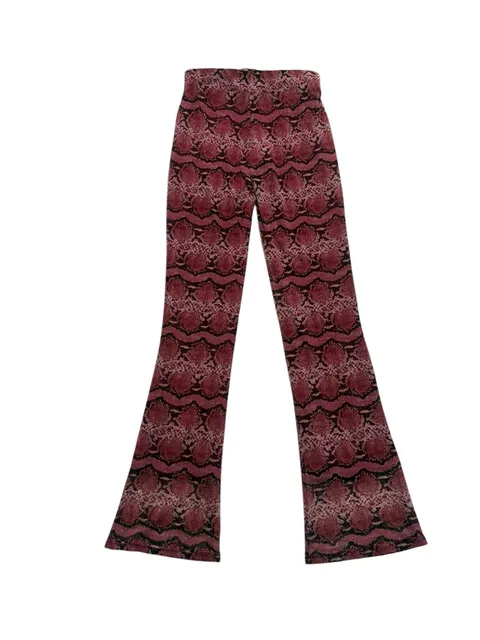 Urban Outfitters Snake Print Flare Pants Size S Pink Black