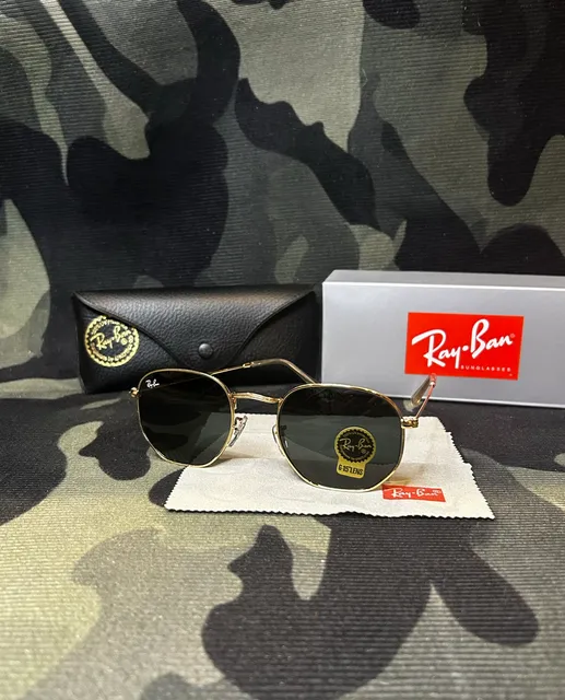 Ray-Ban Hexagonal Sunglasses Size 50 Gold G-15 Lens RB3548