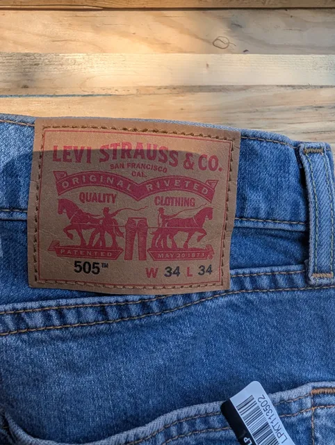 Levi's 505 Regular Fit Jeans 34x34 Blue Denim Straight Leg